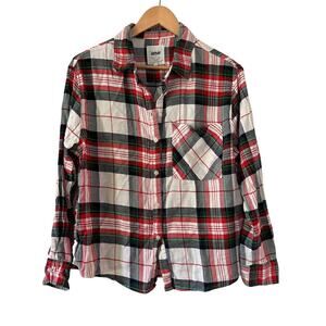 Aerie Plaid Button Down Soft Knit Red White Women's Size Medium